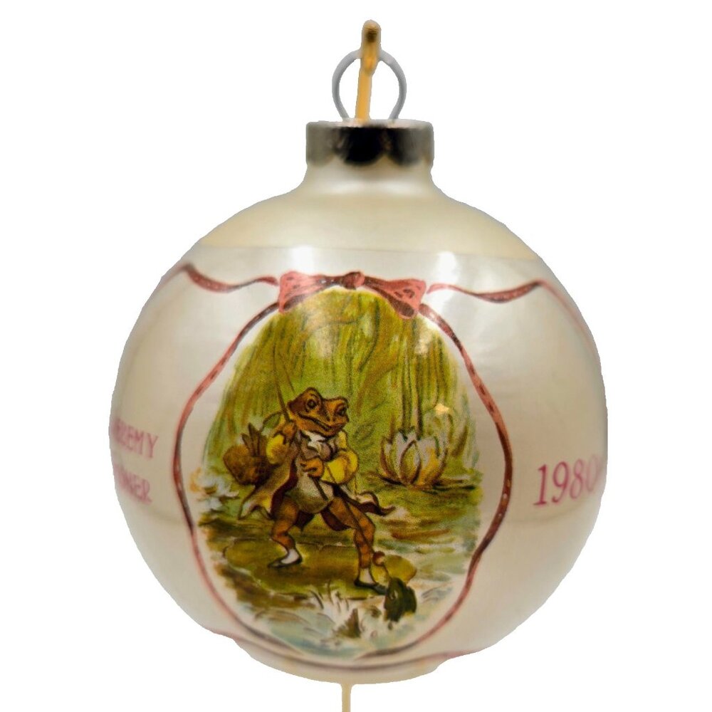 1980 Schmid Beatrix Potter Jeremy Fisher Frog Christmas Ornament Ball Glass Read